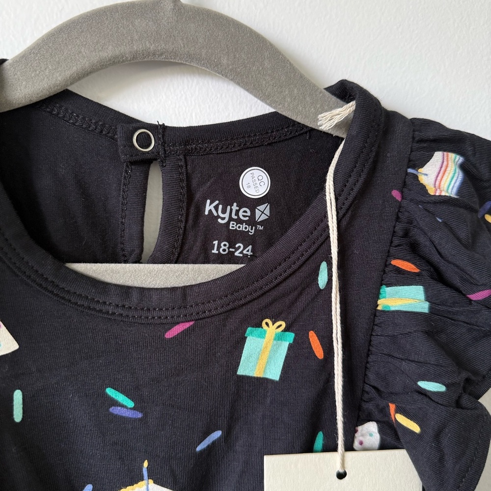 Kyte BABY Black Colorful Bubble Romper Birthday Print - Picture 2 of 3